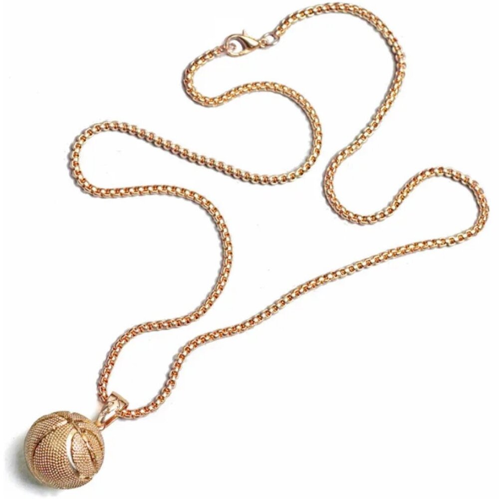 Gold-Tone Basketball Pendant Necklace – 22” Sports Style Drip!